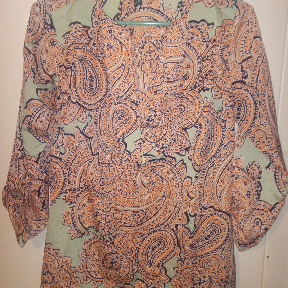 The Limited Paisley Blouse - Orange and Mint